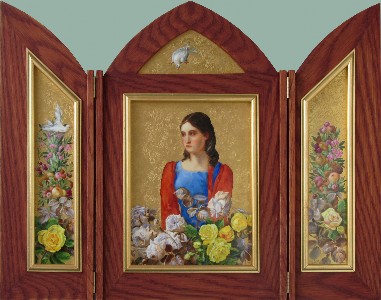Obraz Šípková Růženka lept, dřevo, 55,5x43 cm